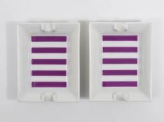 Augarten Porzellanmanufaktu Pair Augarten Vienna Purple Midcentury Fine Porcelaine Ashtrays Austria 1950s - 4066351
