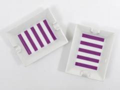 Augarten Porzellanmanufaktu Pair Augarten Vienna Purple Midcentury Fine Porcelaine Ashtrays Austria 1950s - 4066354