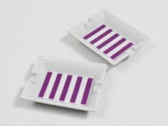 Augarten Porzellanmanufaktu Pair Augarten Vienna Purple Midcentury Fine Porcelaine Ashtrays Austria 1950s - 4066416