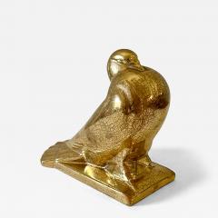 Auguste Heng Auguste Heng 1891 1968 Art Deco Ceramic Gold Peacock Pigeon - 4063941