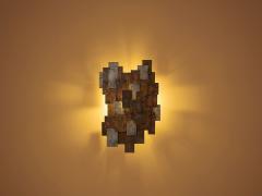 Auguste fix patinated metal wall light sculpture 1970s - 4759269
