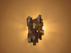 Auguste fix patinated metal wall light sculpture 1970s - 4759273