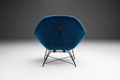 Augusto Bozzi Augusto Bozzi Kosmos Chair for Saporiti in Blue Velvet Italy 1954 - 1793559