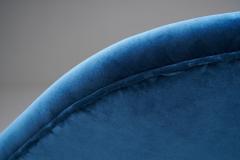 Augusto Bozzi Augusto Bozzi Kosmos Chair for Saporiti in Blue Velvet Italy 1954 - 1793564