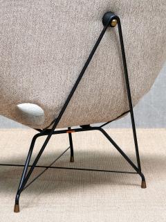 Augusto Bozzi Augusto Bozzi Kosmos Lounge Chair in Ivory Chenille Saporiti Italy 1950s - 4655197