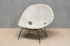 Augusto Bozzi Augusto Bozzi Kosmos Lounge Chair in Ivory Chenille Saporiti Italy 1950s - 4655198