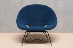 Augusto Bozzi Augusto Bozzi Kosmos Lounge Chair in Teal Pierre Frey Boucl Saporiti 1950s - 4718891