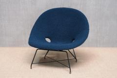Augusto Bozzi Augusto Bozzi Kosmos Lounge Chair in Teal Pierre Frey Boucl Saporiti 1950s - 4718900