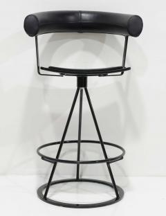 Augusto Bozzi Saporiti Leather and Suede Swivel Bar Stools Set of Five  - 3979748