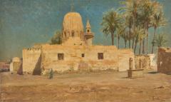 Augusto Lovatti Antique Italian Orientalist oil painting of a mosque in Cairo by Lovatti - 4231391