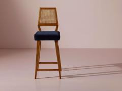 Augusto Romano Augusto Romano set of 4 stools in ash wood fabric and woven straw Italy 1950s - 3954581