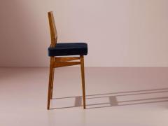 Augusto Romano Augusto Romano set of 4 stools in ash wood fabric and woven straw Italy 1950s - 3954602