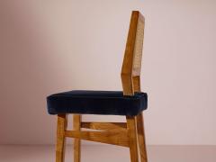 Augusto Romano Augusto Romano set of 4 stools in ash wood fabric and woven straw Italy 1950s - 3954604