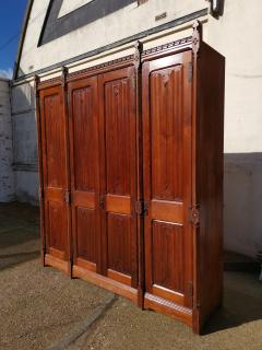 Augustus Welby Northmore Pugin A W N Pugin Gothic Revival Four Door Pitch Pine Wardrobe with Linenfold Panels - 4182657