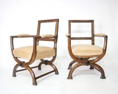 Augustus Welby Northmore Pugin English Oak Gothic Style Curule Armchairs Attributed to A W N Pugin - 2744347