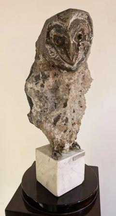 Aurelio Teno Aurelio Teno 1927 2013 Owl shaped sculpture natural stone and Bronze - 3870307