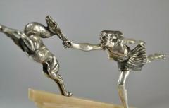 Aurore Onu Silvered Bronze Art Deco Statue by Aurore Onu Chasing the Hind  - 3827441