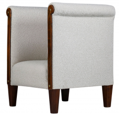 Austrian Art Deco tall back club chair in boucl  - 2886340