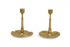 Austrian Art Nouveau Bronze Lily Candlesticks - 4669625