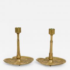 Austrian Art Nouveau Bronze Lily Candlesticks - 4709411