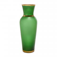 Austrian Art Nouveau Jugendstil gilt metal mounted green glass vase - 4212745