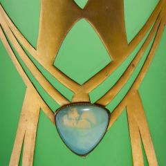 Austrian Art Nouveau Jugendstil gilt metal mounted green glass vase - 4212749