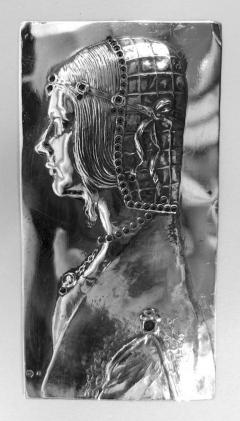 Austrian Belle Epoque Silver Plaque with Italian Renaissance Portrait - 4341025