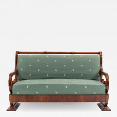 Austrian Biedermeier Walnut Green Settee - 1420489