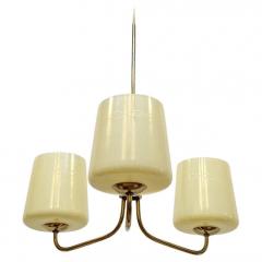 Austrian Mid Century Brass Opaline Glass Chandelier - 2745392