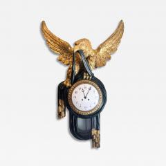 Austrian Neoclassical Giltwood And Green Painted Wall Clock - 4508543