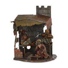 Austrian Orientalist cold painted bronze lamp of a shoe cobbler - 3268947
