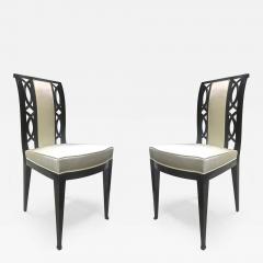 Austrian Refined Black Lacquered Chairs Covered in Silk - 419047