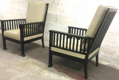 Austrian Secession Pair of Lounge Chairs Fully Restored in Canvas Cloth - 449409