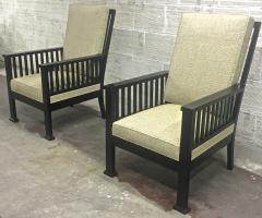Austrian Secession Pair of Lounge Chairs Fully Restored in Canvas Cloth - 449420
