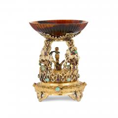 Austrian silver gilt agate and semi precious stone tazza - 3732236