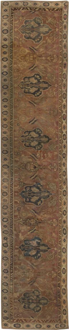 Authentic 17th Century Narrow Cairene Dusty Rose Handmade Wool Runner - 2442842