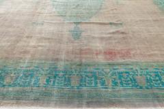 Authentic 1900s Large Antique Turkish Borlou Green Brown Handmade Wool Rug - 2450395