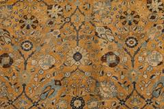 Authentic 1900s Persian Tabriz Blue Yellow Handmade Wool Rug - 2443653