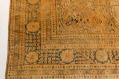 Authentic 1900s Persian Tabriz Yellow Handmade Wool Carpet - 2446874
