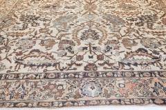 Authentic 1900s Tabriz Ivory Blue and Brown Handmade Wool Rug - 2445675