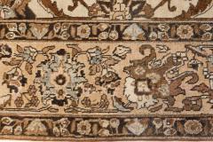 Authentic 1900s Tabriz Ivory Blue and Brown Handmade Wool Rug - 2445676