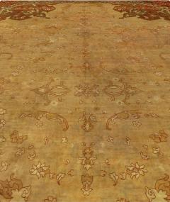 Authentic 1900s Turkish Oushak Beige Brown Handmade Wool Rug - 2451099