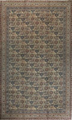 Authentic 1900s Turkish Oushak Botanic Blue Beige Pink Handmade Wool Carpet - 2450421