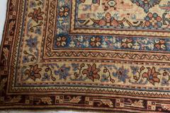 Authentic 1900s Turkish Oushak Botanic Blue Beige Pink Handmade Wool Carpet - 2450423