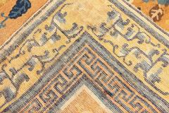 Authentic 19th Century Chinese Beige Brown Blue and White Handwoven Wool Rug - 2457448