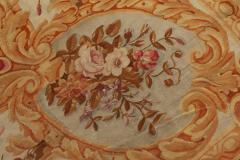 Authentic 19th Century Floral French Aubusson Beige Black Brown Gold Pink Rug - 2457387