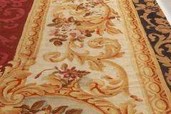 Authentic 19th Century Floral French Aubusson Beige Black Brown Gold Pink Rug - 2457388