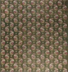 Authentic 19th Century French Aubusson Green Pink Handmade Rug - 2460699