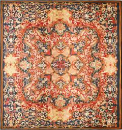 Authentic 19th Century French Aubusson Red Handmade Wool Rug - 2457423
