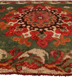 Authentic 19th Century French Green Red fragment Rug - 2457429
